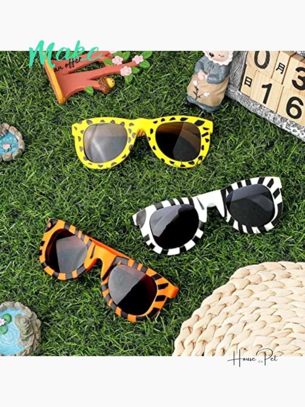24 Pack Jungle Animal Sunglasses - Zebra Leopard Tiger Pattern Party Favors